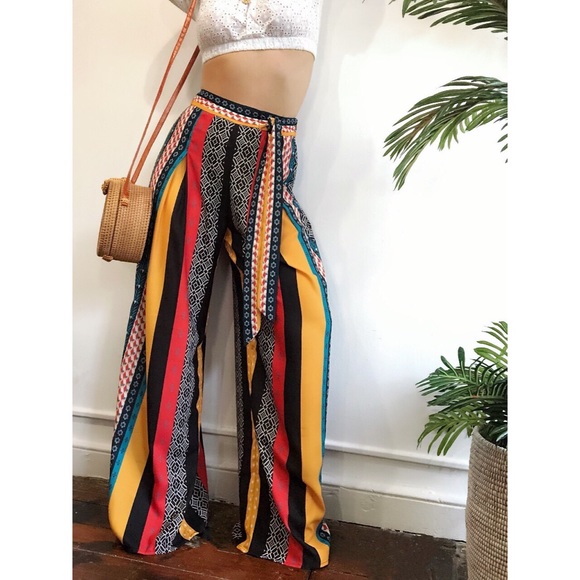 🆕Paige Boho Mixed Print Wide Leg Palazzo Pants - Picture 4 of 7